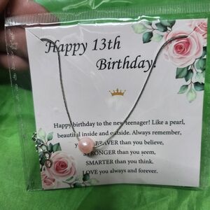 Happy 13th Birthday Elegant Pink Pearl Necklace